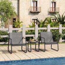 Asofer 3-Piece Outdoor Muebles Set With Sofa-Style Chairs & Glass Top Table, Patio Chairs Set Of 2,Modern Outdoor Decor Patio Furniture For Camping - All-Weather Conversation Set For Backyard, Pool, Garden And Balcony - 灰色 - 查看 8