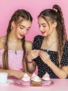 2 piezas Collar de mejores amigos BFF para niñas-Colgante a juego en forma de corazón "Mejores amigas por siempre" con arcoíris, regalos de collar de amistad para la mejor amiga - Unitalla - Ver 6