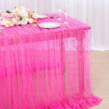 4 Pieces Pearl Table Runner Tulle Fabric Lace Tablecloth For Bridal Shower Birthday Party Wedding Arch Veil Thanksgiving Halloween Christmas Dessert Table Decorations
