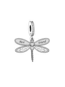1 st. Modieuze 925 Sterling Zilveren Familie & Liefde Libelle Micro Geplaveide Zirkonia DIY Hanger, Kralen Sieraden, Herinneringscadeau Voor Dagelijks Gebruik