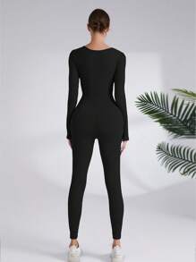 TCVC Women's Seamless Knit Fashion Long Sleeve Jumpsuit, High Elastic Sports Jumpsuit, Skin-Friendly Material, Body-Shaping, Casual & Versatile, Suitable For Autumn/Winter Sports & Yoga - Multicolor - View 6