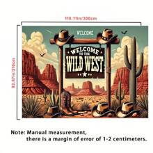 1pc Interesting Wild West Theme 7x5ft Polyester Backdrop - Suitable For Birthday Party Banner Decoration And Photography Props, No Power Needed, Tablecloth, Curtain