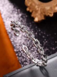 1pc Fashionable European Asymmetrical Vintage Exaggerated Smooth C-Shaped Copper Bracelet, Elegant Luxury Women Everyday Jewelry