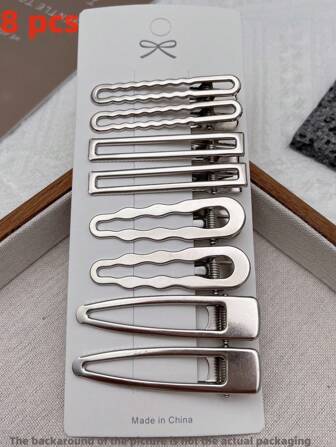 8 piezas de Pinzas para el cabello de mujer, minimalistas y versátiles, aptas para uso diario, que incluyen pinzas de garra, horquillas, pinzas para el cabello, también una opción ideal para útiles escolares y accesorios para el cabello.