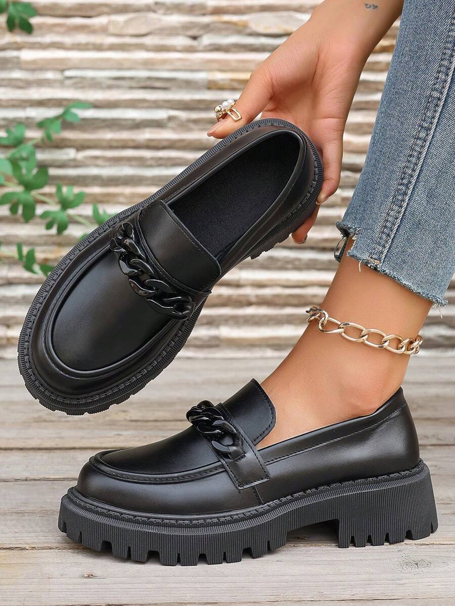 2025 New Thick Sole Women Shoes, Flat Loafers, Spring/Autumn Flat Shoes, Fashionable Versatile Casual Shoes For All Seasons, Slip-On Flat Shoes, Short Women Height Increase Shoes, Ladies Work Shoes