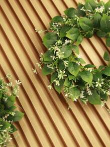 1pc Artificial Flower Wreath, Spring Green Floral Garland With Leaves, Home Decoration Wreath For Wall, Door, Gate - Fake Plant Wreath - Green - View 8
