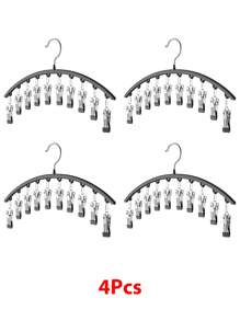 1pc Clothes Hanger, Hanging Rack Space-Saving Curved Hanger For Yoga Pants And Leggings - Closet Organizer With 10 Clips, Pants Socks Hanger For Clothes Shops Valentine DAY, Valentines Wedding, Birthday