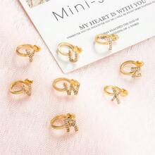 U-Shaped Gold 26 English Letters Rhinestone-Set Simple Ear Clip Personalized Fashion Mini Classic Earrings Without Piercing Ears