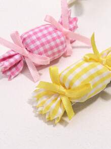 4 件装甜美糖果发夹，适合女孩，布艺糖果蝴蝶结装饰鳄鱼夹发夹，可爱发饰，适合女孩的礼物