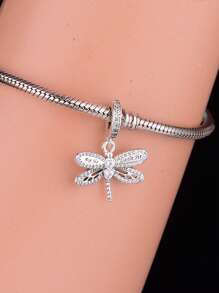 1 st. Modieuze 925 Sterling Zilveren Familie & Liefde Libelle Micro Geplaveide Zirkonia DIY Hanger, Kralen Sieraden, Herinneringscadeau Voor Dagelijks Gebruik