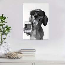 1 Pc Whiskey And A German Shepherd Poster Home Room Decor Wooden Framed Canvas Painting -  Thickness 2.25cm/0.9inch,Home Gift Decoration, Room Decoration Aesthetic, Wall Decoration Art, Perfect Gift, Autumn And Winter Wall Decoration, Living Room Decoration, Bedroom Decoration, Kitchen Decoration, Entry Decoration, Bathroom Decoration, Direct Wall Painting, High Quality Wall Painting Poster - Black - View 4