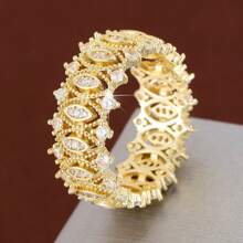 1 pièce Bague décorée de zirconium artificiel à motif géométrique, cadeau pour les filles