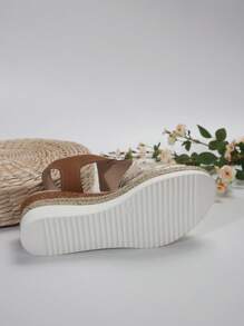 Plus Size Women Platform Wedge Casual Sandals Open Toe, Spring/Summer - Silver - View 7