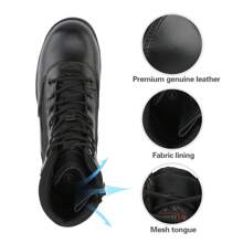 Botas tácticas militares para hombre con cremallera lateral, botas para motocicleta y combate (15-20 cm) - Negro - Ver 6