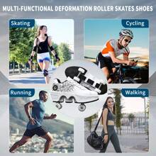 yousulun Deformation Shoes With Retractable Wheels, White Flower Roller Skates, Outdoor/ Indoor Rollerskates For Men And Women, Multi-Functional Shoes For Running& Skating - Hoa màu trắng - Xem 2