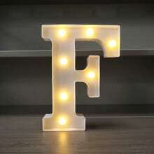 1pc LED Strip Light Marquee Sign - White Illuminated Letter Decoration For Home, Wedding, Birthday And Party - Waterproof Bulbs, 6.3" Height, PVC Material, Battery Powered Box, Ideal For Bar Or Desktop Decor