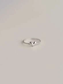 1 pieza Anillo con forma de corazón de plata de ley 925 minimalista y hermoso, adecuado como regalo de aniversario/Día de San Valentín para mujer/dama - Ver 2