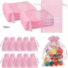 10 piezas/20 piezas Bolsas de regalo transparentes de organza rosa/azul para baby shower, bolsas de favor para baby shower a granel con diseño de cordón y red, tamaño 4x6 pulgadas, para obsequios de fiesta, cosméticos y bolsas de regalo - Multicolor - Ver 15