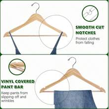 NetHong 20/30Pcs Wooden Coat Hangers , Metal Shirt Jacket Hanger With Round Notches For Dress,Standard Suit,Shirt,Coat-Perfect - Ginger - View 6