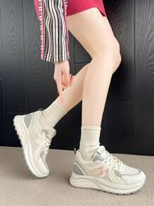 Women's Chunky Sneakers 2025 Spring/Autumn New Versatile Platform Casual Lace-Up Soft Bottom Trainers - Multicolor - View 5
