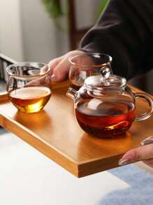 1pc Small Borosilicate Glass Teapot With Lid And Filter, Suitable For Home Use - Transparent - View 9