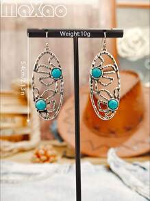 1 stuk Retro Western Style Turquoise Oorbellen, Geschikt voor Dagelijkse Cowgirl Dragen of Evenementen voor Vrouwen, Voeg Deze Vintage Oorbellen Toe Aan Uw Sieradendoos