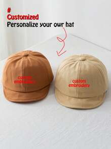 1 件定制透气刺绣软帽檐婴儿名字文字太阳帽，适合婴幼儿、男孩和女孩，适合 0-8 个月大的婴儿，头围：46-50 厘米 - 彩色 - 查看 1