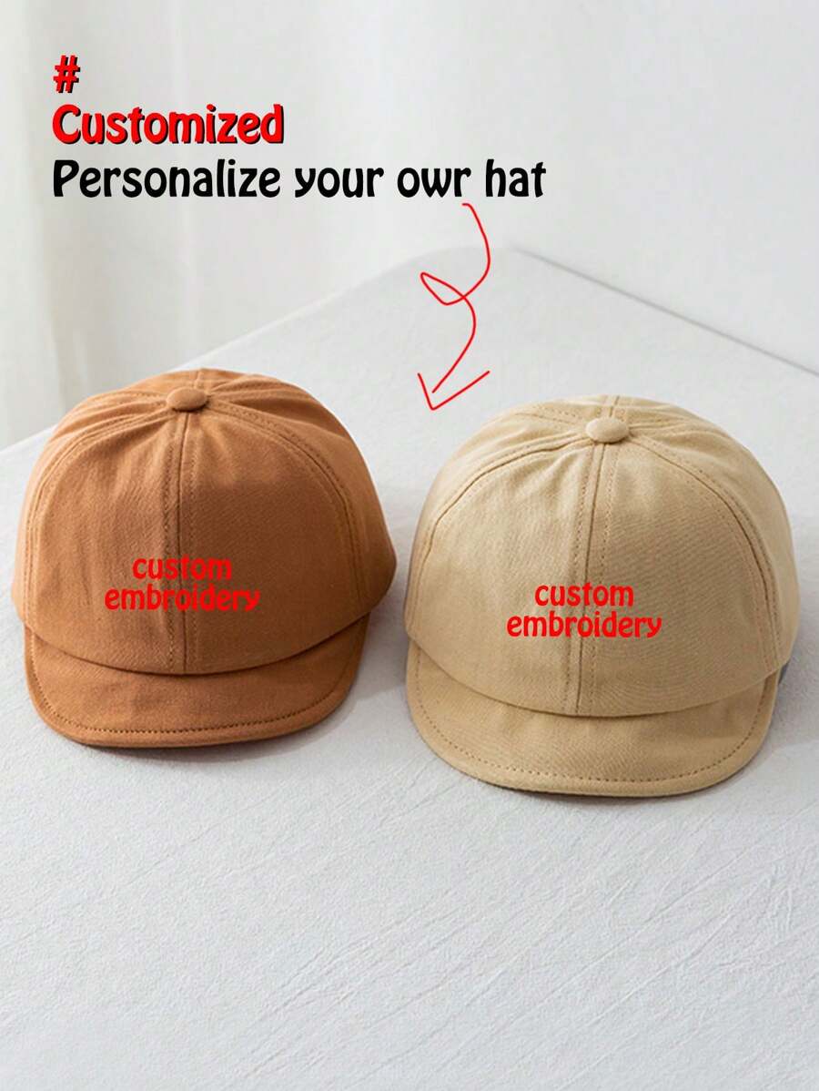 1 件定制透气刺绣软帽檐婴儿名字文字太阳帽，适合婴幼儿、男孩和女孩，适合 0-8 个月大的婴儿，头围：46-50 厘米 - 彩色 - 查看 1