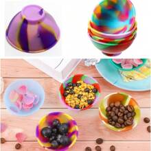 1/5/10 Peças Recipiente de Silicone para uso Doméstico, Tigela, Pote 67mm Multicolorido, Acessórios para Fumo de Ervas, Cores Aleatórias com Latas de Armazenamento de Metal 53mm