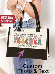 Personalized Teacher Bag, Customized Teacher Bag, Teacher Thank You Bag, Female Teacher Gift, Teacher Gift, Thank You Teacher Gift Bag, Nurse Gift, Nurse Tote Bag, Shoulder Tote Bag, Nurse Gift, Customized Nursing Bag, Nurse School Hand Bag, Bomina Style, College Style, Vacation Beach Summer Bag, Versatile, Large Capacity, Lightweight, Functional - Multicolor - View 11