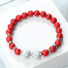 1 件黑线红松石手链配合金花盘混色天然石手链复古魅力珠宝浪漫礼物