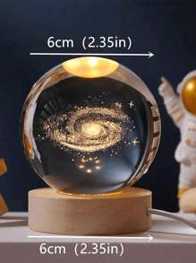1pc 3D Crystal Ball Night Light 7 Color Light, Clear Crystal Ball With Wood Base, Night Light With Moon & Galaxy & Planet & Saturn Pattern,Solar System Space Themed Crystals, For Baby Room Night Light,Creativity Luxury Ornaments,Send Birthday Gifts To Boys And Girls Graduation