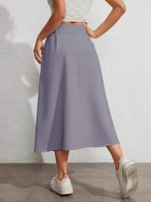 Women's High Waist Skirt, A-Line Skirt - Xám - Xem 4