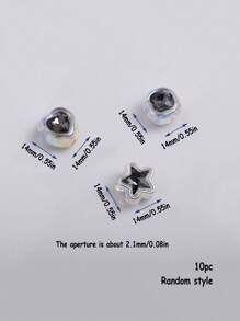 10pcs Random Styles Double-Sided Drilled Love Star Acrylic Beads For Jewelry Making DIY Handmade Keyring Material Pen Link Pearls Decorative Accessories - Multicolor - View 3