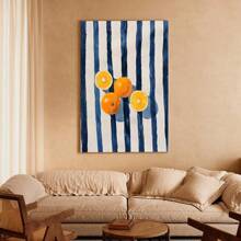 1pc Framed Canvas Poster, Orange Fruit Wall Art Canvas Paintings, Ideal Gift For Bedroom Living Room Corridor, Wall Art, Wall Decor, Winter Decor, Room Decoration - 彩色 - 查看 2