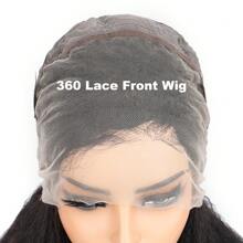 Kinky Straight Wig 360 Lace Closure Wigs Human Hair Yaki Straight Wig Lace Closure Wig Brazilian Human Hair Wigs For Women 180% Density Wig Natural Color (20inch, Kinky Straight Wig) - Natural & Black - View 6