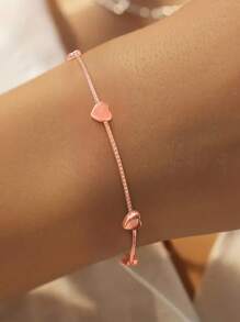 BALMORA 1pc Sterling S925 Silver Vintage Simple Cute Luxury Elegant Glossy Silver Heart Bracelet For Women Girl Lover Daily Life Jewelry Gift