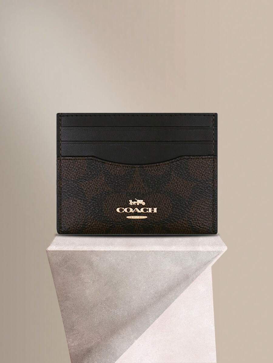 Coach Ví đựng thẻ đa năng Slim Id Case đựng thẻ bằng vải Canvas có chữ ký CZ286 IMXAQ dành cho nữ Ví mini Ví đựng thẻ Ví đựng thẻ - Quả óc chó đen - Xem 1