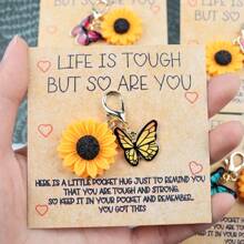 1pc/4pcs Unique Butterfly Sunflower Keychain - Adorable Accessory For Bag, Backpack, Or Purse - Perfect Gift Idea For Him, Boyfriend, Or Husband, Inspirational Daily Motivation Car Accessories Bag Charm School Cute Goth Y2k Bag Accessories Lanyards With Id Holder Car Accessories Bag Charms - Multicolor - View 1