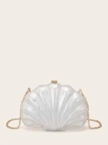 Women Evening Clutch Bag Bridal Wedding Personalized Mini Shell Design Acrylic Clutch Dinner Bag For Women Prom With Detachable Metal Chain For Wedding And Party Shoulder Bag Women Clutch Purses For Ladies Handheld Evening Bag Versatile Cocktail Party New Wallet Banquet Bag, Elegant Shell Bag, Perfect For Parties, Weddings, Dinners & Banquets, Matches Wedding Dresses, Formal Wear, Prom Gowns, Birthday Outfits & Women's Party Attire, Prom Bag For Party - Multicolor - View 3