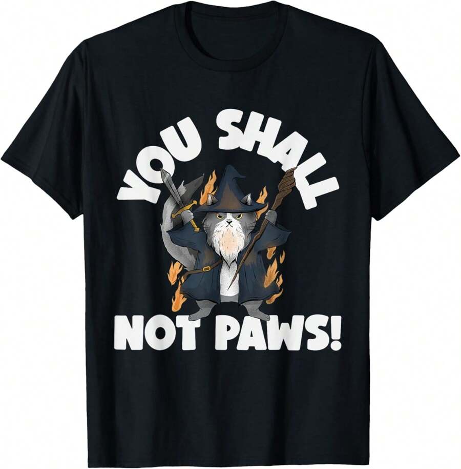 Kitten Meow Parody Movie Funny Cat Wizard You Shall Not Paws T-Shirt