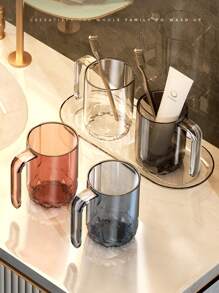 1pc Luxury Scandinavian Style Reusable Unbreakable Bathroom Cup, 300-400ml Mouthwash Cup, Easy Clean Plastic Toothbrush Holder Ideal For Bathroom Home Bathroom Decor Fall Decor