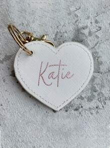 Personalized Heart Keyring, Monogram Heart Key Clip, Faux Leather Bag Charm, Initials Keychain, Gift For Her, Birthday, Bridesmaid, Laser Engraved On PU Leather,Dawg,Engraved, Stainless,Colorful,Cute,Adorable,Funny,Kawaii,Y2K,Stylish,Unisex,Casual,Custom,Personalized,Unique,Customized,Ideal Gifts For Him,Ideal Gifts For Her,Her,Boyfriend,Girlfriend,Family,Friends,Youth,For Anniversaries,For Birthdays,For Graduation,For Housewarming,For Weddings,Bag Charms,School Supplies,Back To School,School Gift,For Office,For School,For Classroom,For Teacher Gifts,For University,For Colleague,For Dorm Rooms,For Teacher,For Boys And Girls,For Teenagers,Junior High School Students,Middle School Students,High School Senior High School Students,College Students,University Students,Freshman,Sophomore,Underclassmen,Delicate Romance, Utilitarian Chic