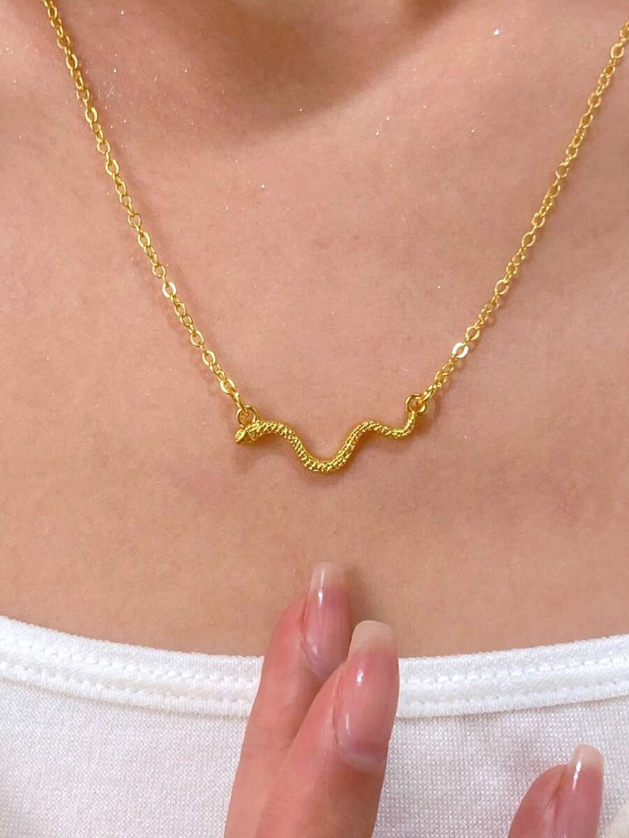 1 Stück neue modische, einfache Schlangen-Anhänger Halskette für Frauen, Frühlings-/Sommer-Accessoire