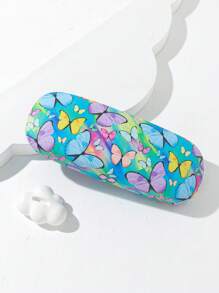 1pc Women's Colorful Butterfly Print Eyeglass Case, Suitable For Campus And Dates - Blue Color-100 - View 1