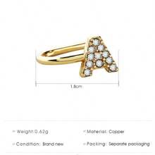 U-Shaped Gold 26 English Letters Rhinestone-Set Simple Ear Clip Personalized Fashion Mini Classic Earrings Without Piercing Ears