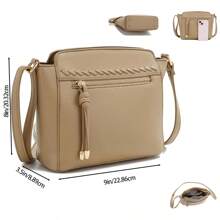 Crossbody Bag, PU Leather Solid Color Bag Wallet, Classic Multifunctional Fashionable Women's Shoulder Bag Gift