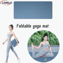 LOMILD 1pc Foldable Yoga Mat, Made Of TPE Material, Non-Slip Yoga Pad, Lightweight And Easy To Store, Ideal For Home, Gym, Outdoor Yoga, Convenient Non-Slip Mat - Gray Blue - View 2