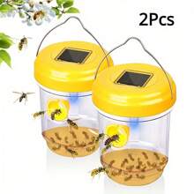 2 Pcs Solar Wasp Traps Outdoor Hanging, Solar Powered Wasp Killer Hanging For Outside With UV LED Light, Reusable Bee Trap Catcher Outdoor, Yellow Jackets Fly, Flying Insect And Wasps, Indoor Outdoor Patio Garden Home - Multicolor - View 14