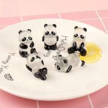 3 stuks willekeurige Glow-In-The-Dark Panda Hars Craft Decor, DIY Haaraccessoires, Crèmekleurige Polymeer Klei Decoratiematerialen
